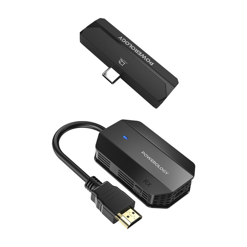 Powerology Wireless HDMI Type-C Adapter Audio & Video - Black - [O]  وصلة فيديو وصوت - لاسلكي