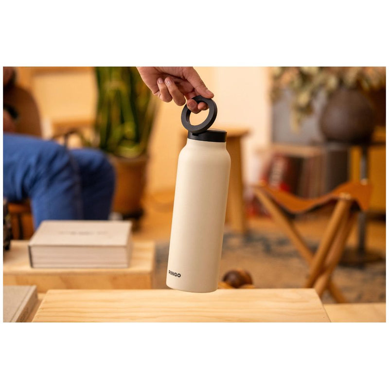 RINGO Water Bottle - 32 OZ/1 Litre - MagSafe Screw Lid / MagSafe Booster Ring (Ivory) [C] - مطارة حافظة للحرارة