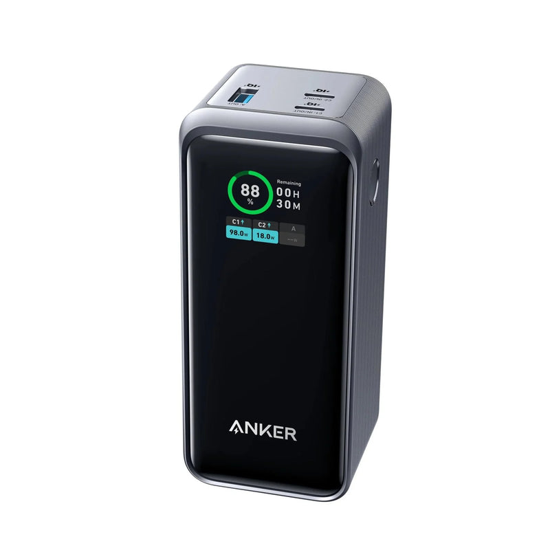 Anker 735 Power Bank GaNPrime 200W 20.000mAh Battery Pack Charging Smart Display - بطارية متنقلة - انكر - سعة 20 آلاف - 3 منافذ للشحن السريع - قوة 200 واط - شاشة رقمية - كفالة 18 شهر
