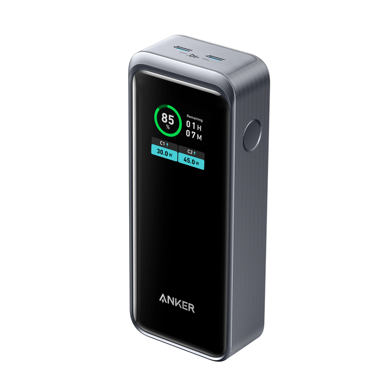 Anker Prime 12,000mAh Power Bank (130W) Series 7 - Black - [D] - بطارية متنقلة - انكر  - سعة 12 الف - قوة 130 واط - شاشة رقمية - كفالة 18 شهر