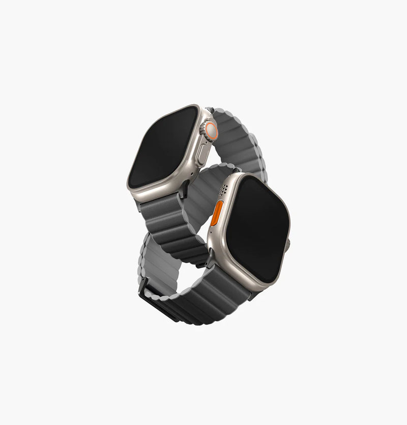 Uniq Revix Premium Edition Reversible Magnetic Leather Strap for Apple Watch - Charcol Gray / Ash Gray - سير ساعة ابل - لونين