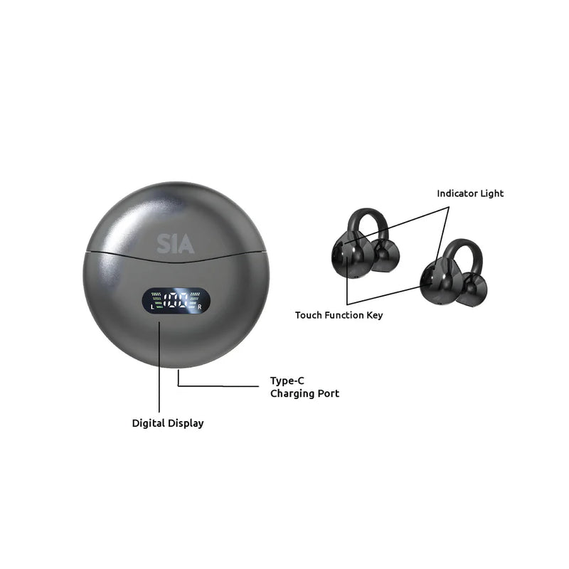 SIA AirBuds BKTWSAIR-BG - Black [b] -  سماعة - بلوتوث - كفاله 12 شهر