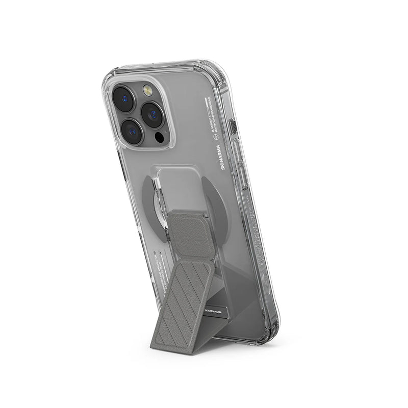 SkinArma AXON Mag-Charge with Grip-Stand for iPhone16 Pro / 16 Pro Max - Titanium -  كفر حماية عالية - ماغ سيف - مع مسكة ستاند جانبي ورأسي