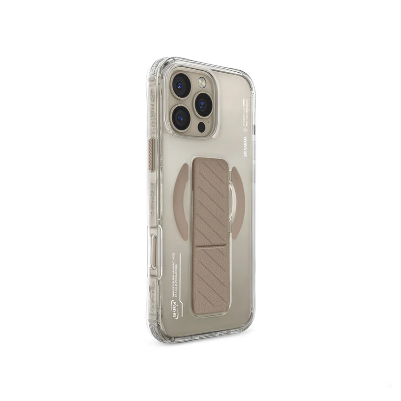 SkinArma AXON Mag-Charge with Grip-Stand for iPhone16 Pro / 16 Pro Max - Desert -  كفر حماية عالية - ماغ سيف - مع مسكة ستاند جانبي ورأسي