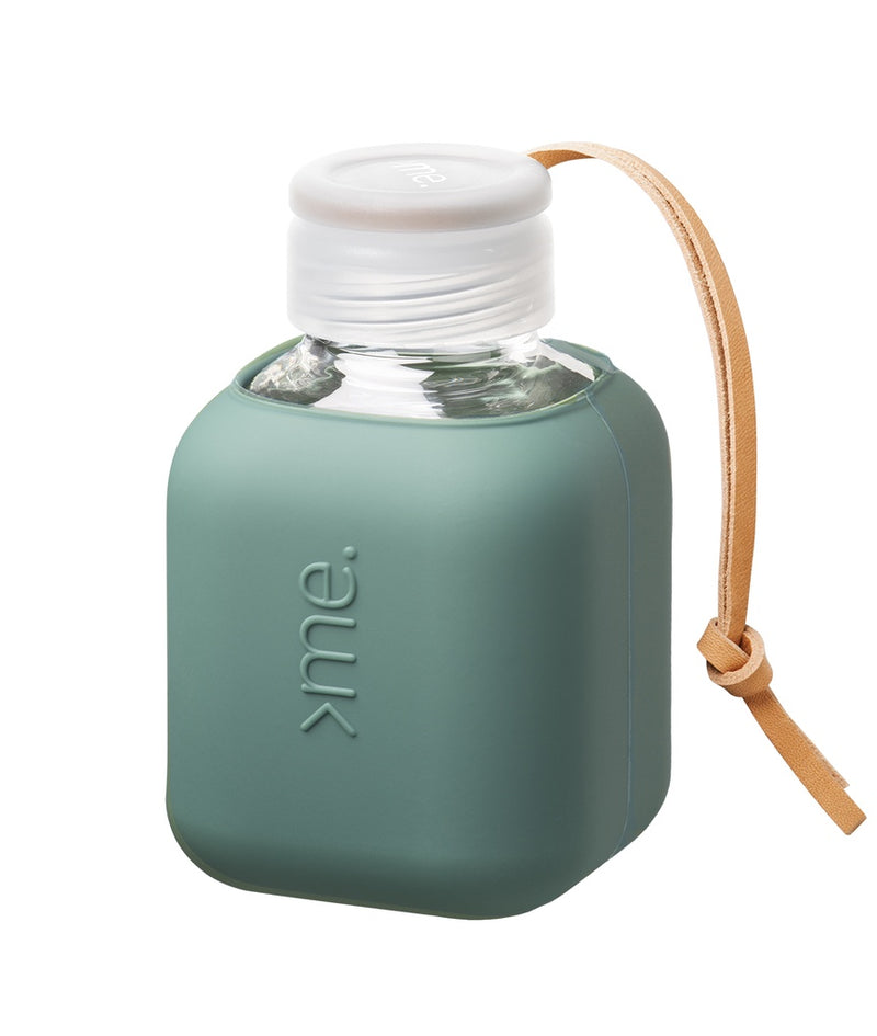Squireme Y2 Glass Bottle with Silicone Sleeve 370 ml (Pine Green)[C] - زجاجة مياه  للحرارة والبرودة