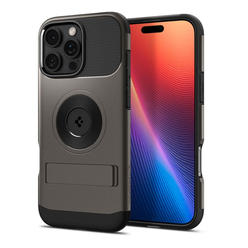 Spigen Slim Armor MagFit Case for iPhone 16 Pro /16 Pro Max - Gunmetal [C] -  كفر حماية عالية  - ستاند + ماغ سيف