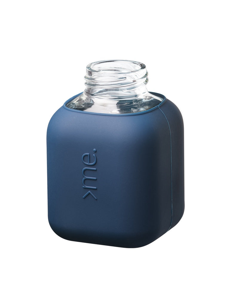 Squireme Y2 Glass Bottle with Silicone Sleeve 370 ml (Navy)[C] - مطارة حافظه للحرارة والبرودة