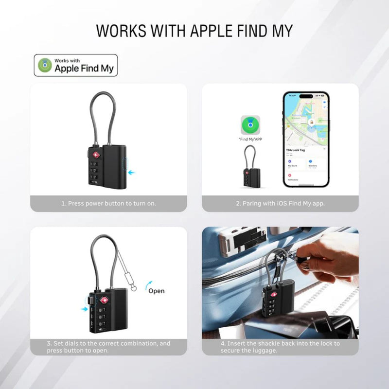 Statik SmartLock TSA Approved Find My Lock [C]- قفل تتبع مستلزماتكم الشخصية - كفالة 12 شهر