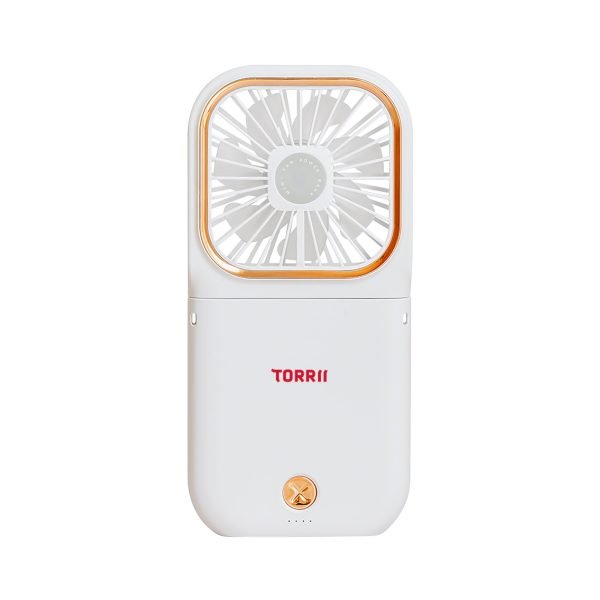 Torrii Cool + Bolt Foldable Neck Fan with 3000mAh Powerbank - White [BO] - بطارية متنقلة - قوة 3000 + مروحة صغيرة + ستراب علاقة - 3 سرعات مختلفة - توري -  كفالة 12 شهر