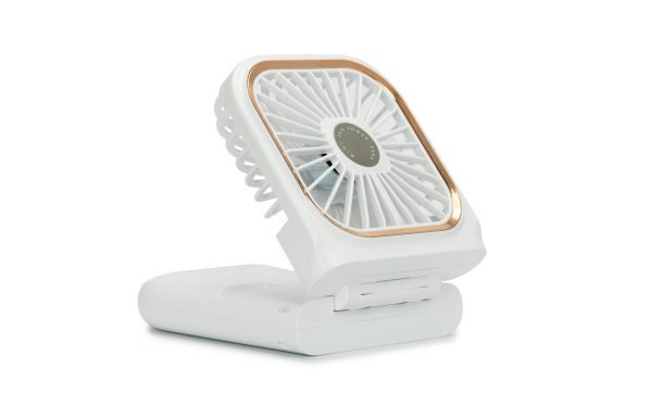 Torrii Cool + Bolt Foldable Neck Fan with 3000mAh Powerbank - White [BO] - بطارية متنقلة - قوة 3000 + مروحة صغيرة + ستراب علاقة - 3 سرعات مختلفة - توري -  كفالة 12 شهر