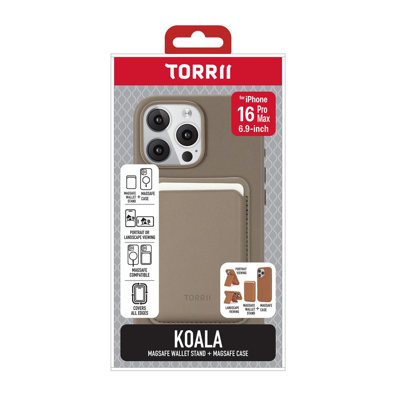 Torrii KOALA for iPhone 16 Pro/16 Pro Max Slate Gray [A] - كفر حماية عالية - مع ماغ سيف - محفظة + ستاند