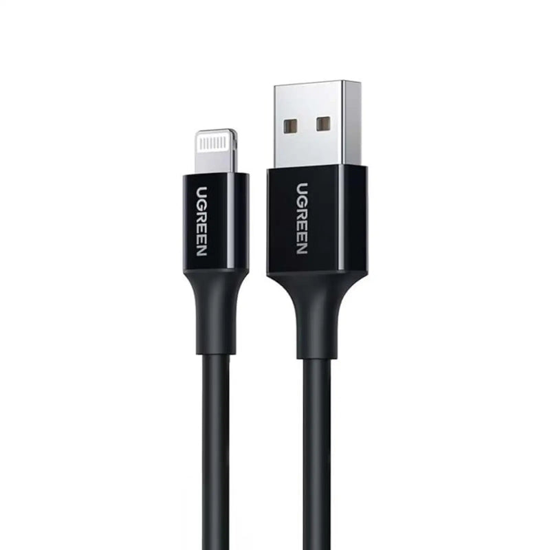 UGREEN USB-A Male to Lightning Male Cable Nickel Plating ABS Shell 1m (Black) - [O] - سلك شحن - يوجرين - يو اس بي ايفون - كفالة 12 شهر