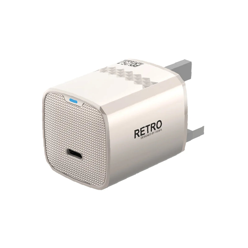 Retro PD25W Only PD Port UK Charger [O] - شاحن حائط - قوة 25 واط - منفذ تايب سي  للشحن السريع  كفالة 12 شهر