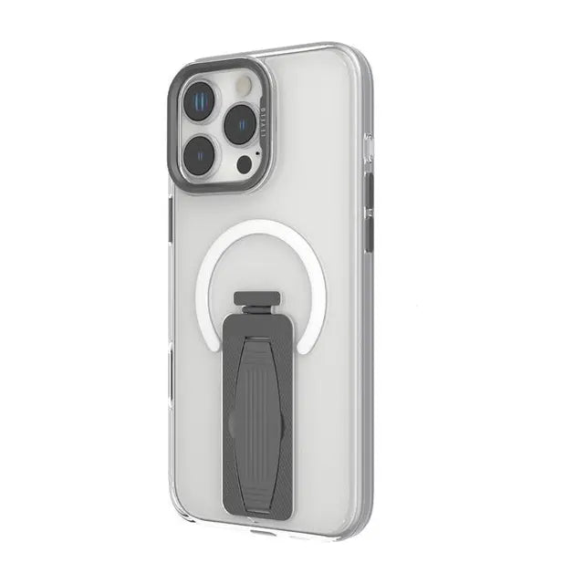 Levelo Morphix Magsafe Grip Case for iPhone 16 ProMax/Pro - Gray - كفر حماية عالية - ليفيلو - مع مسكه وستاند + ماغ سيف