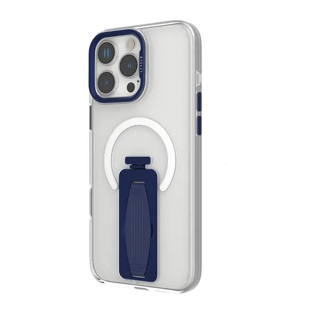 Levelo Morphix Magsafe Grip Case for iPhone 16 ProMax/Pro - Blue [O] - كفر حماية عالية - ليفيلو - مع مسكه وستاند + ماغ سيف