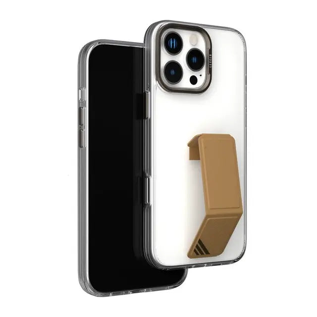 Levelo Morphix Clara Grip Case For iPhone16 Pro / Pro Max - Rose Gold Titanium - كفر حماية عالية - ليفيلو - مع مسكه وستاند