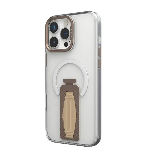 Levelo Morphix Magsafe Grip Case for iPhone 16 ProMax/Pro - Rose Gold Titanium - كفر حماية عالية - ليفيلو - مع مسكه وستاند + ماغ سيف