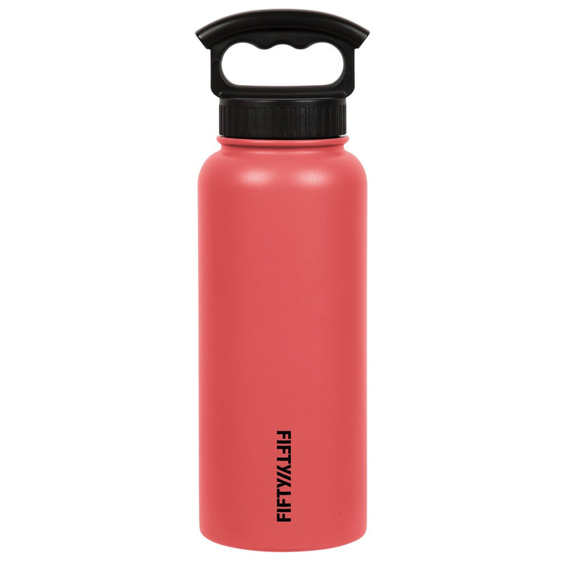 Fifty Fifty Vacuum Insulated Bottle 3 Finger Lid 1L (Coral) [C] - مطارة حافظة للحرارة