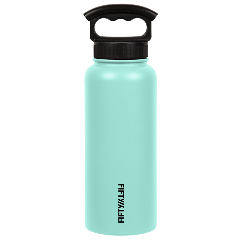 Fifty Fifty Vacuum Insulated Bottle 3 Finger Lid 1L (Cool Mint) [C] - مطارة حافظة للحرارة + مسكه