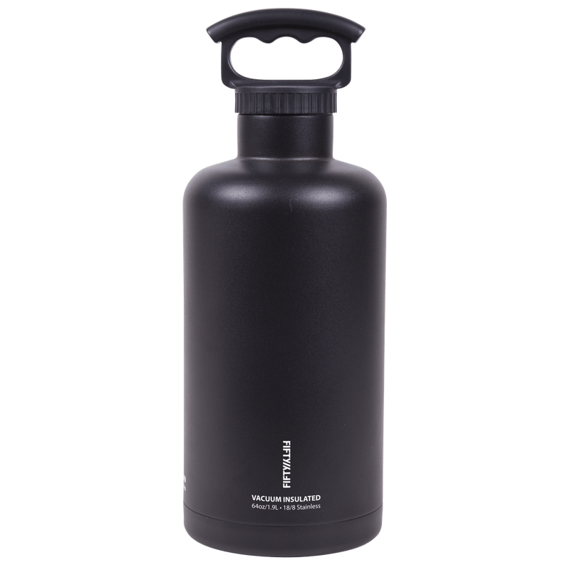 Fifty Fifty Vacuum Insulated Tank Growler 1.9L (Black) [C] - مطارة حافظة للحرارة + مسكه