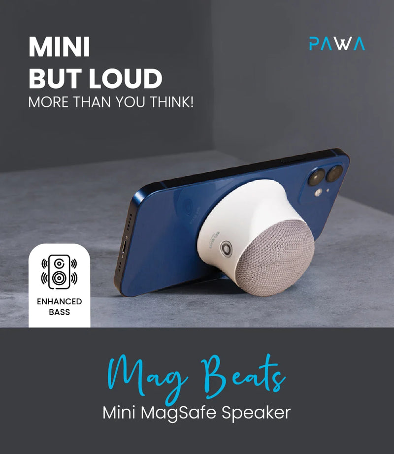 PAWA Mag Beats Mini Magsafe Speaker | White [O] - سبيكر ميني - ماغ سيف - كفالة 12 شهر