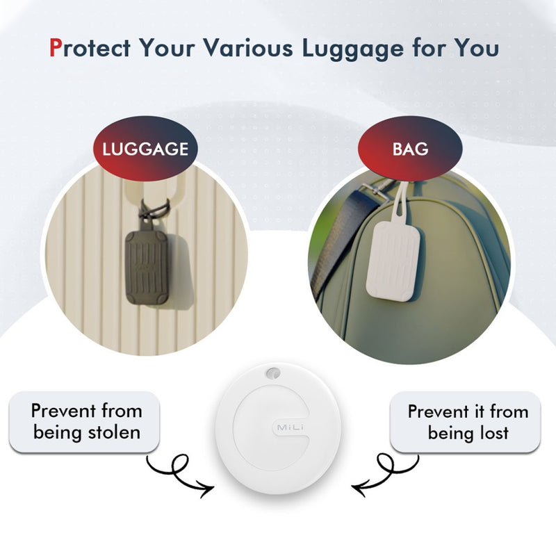 MiLi MiTag Plus Luggage Tag - Black - قطعة تتبع + كفر تاغ مناسب لجميع انواع الحقائب - لتتبع مستلزماتكم الشخصية - معتمدة من ابل - كفالة 12 شهر