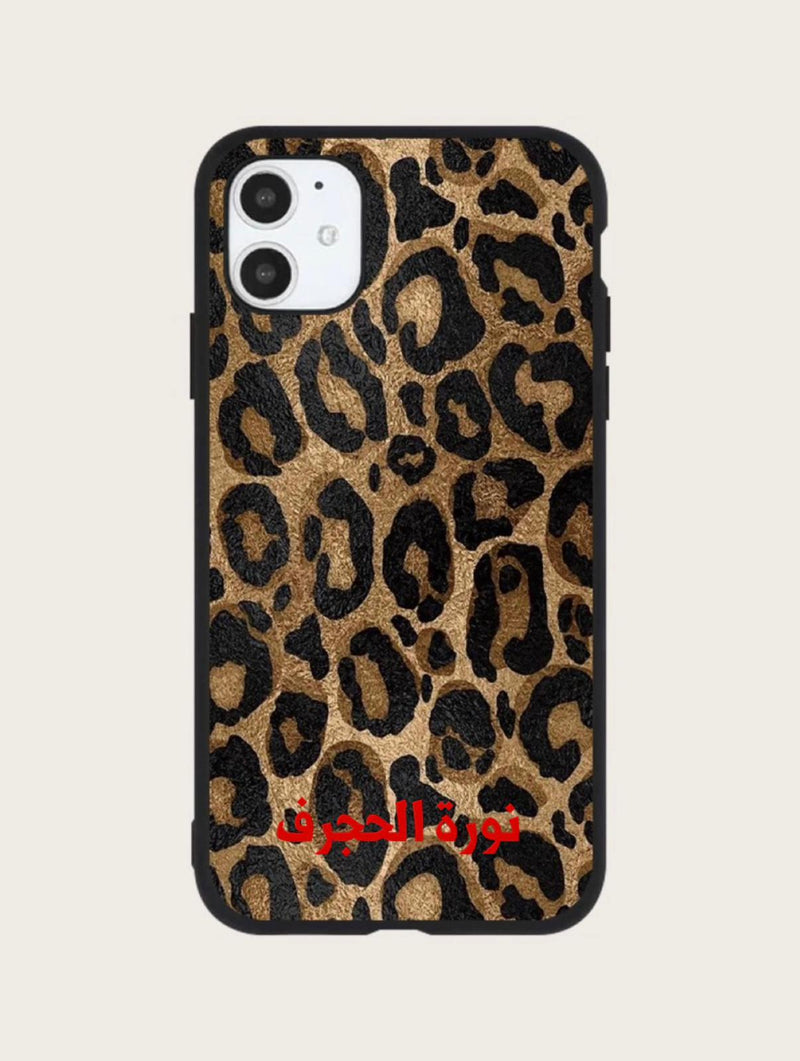 Noufa Tiger Phone Case - كفر تايغر مع حماية لجميع اطراف الجهاز باللون الاسود - الكفر + التصميم + الطباعة - سيتم التواصل معكم بعد الطلب - لتحديد الكلمات والالوان