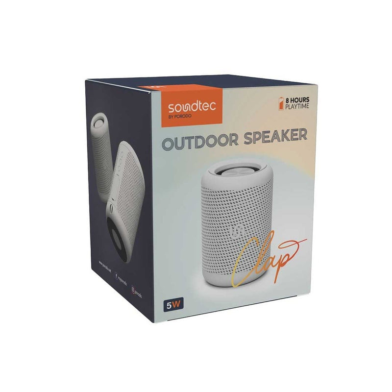 Porodo Soundtec Clap Outdoor Speaker - Grey - سماعة سبيكر - صغيرة الحجم - كفالة 24 شهر