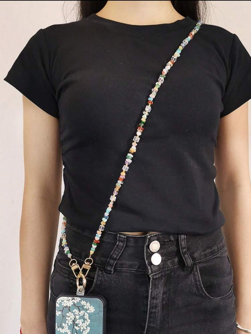 Noufa - Stone Beads long Strap - With or Without Case خيط علاقة- يمكنكم اختيار مع كفر شفاف او بدون كفر