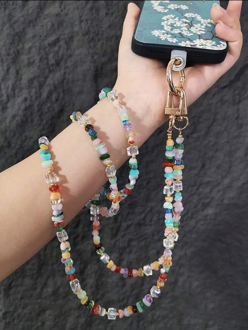 Noufa - Stone Beads long Strap - With or Without Case خيط علاقة- يمكنكم اختيار مع كفر شفاف او بدون كفر