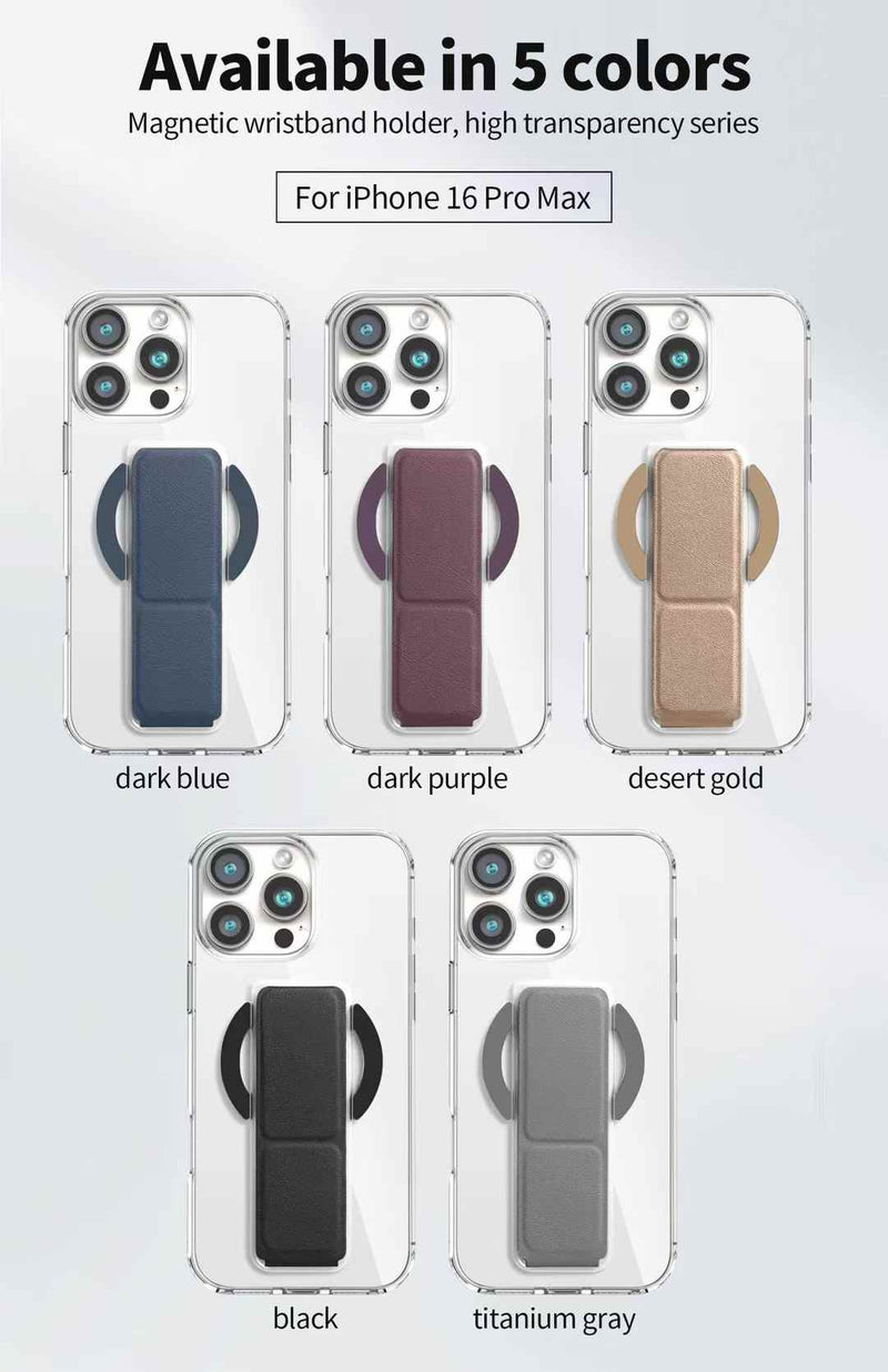 Snap Grip with Magsafe Strong Magnetic Clear Case - كفر حماية -ماغ سيف - ماسكه وستاند بالطول والعرض - مغناطيس - شفاف