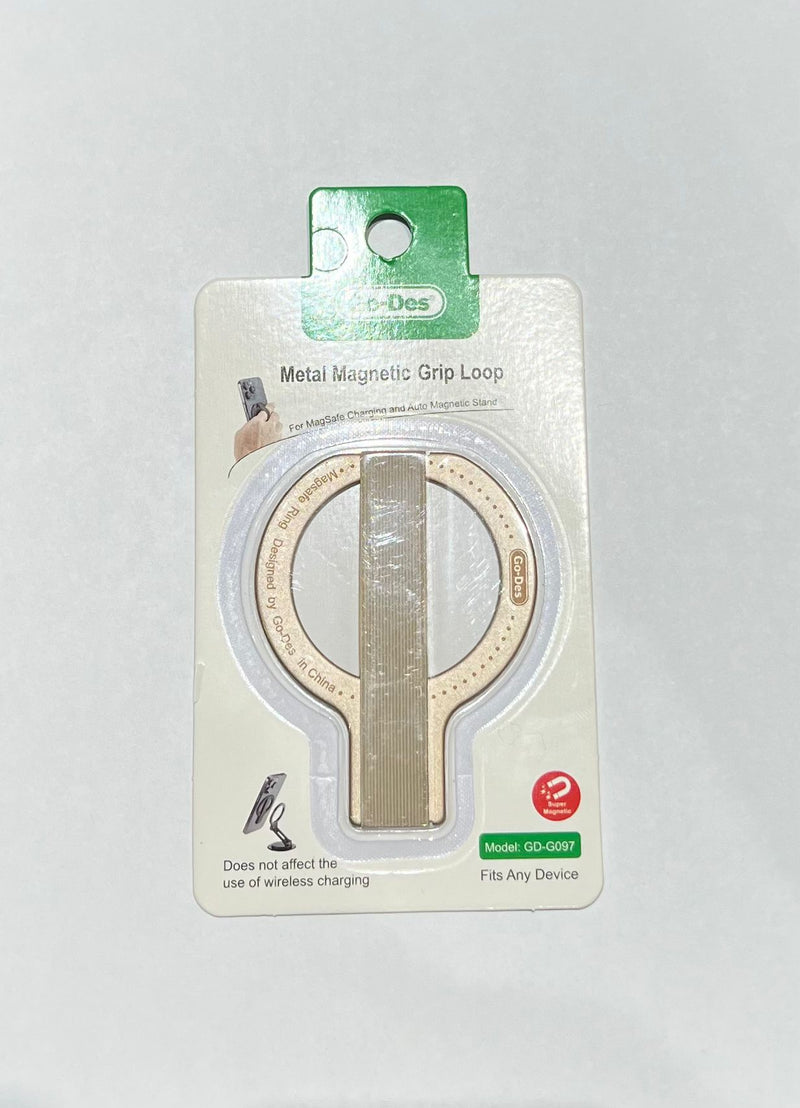 GD-G097 METAL MAGNETIC GRIP LOOP/ Beige - مسكة دائريه مغناطيس وستاند + ماغ سيف