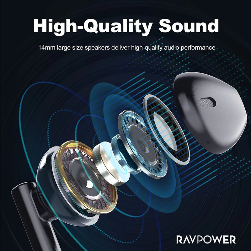 RAVPower Stereo Wired Earphone With Type-C Connector RP-BH1006 - سماعة اذن - مع مايكروفون - تايب سي - كفالة 12 شهر