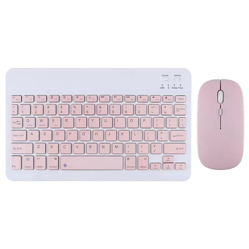 Kit Super Slim and Portable Bluetooth Keyboard with Mouse (English/Arabic) - Pink - كيبورد لوحة مفاتيح ( عربي / انجليزي ) + ماوس فأرة - بلوتوث وايرلس - لجميع اجهزة الايباد والتابلت والاجهزة اللوحية