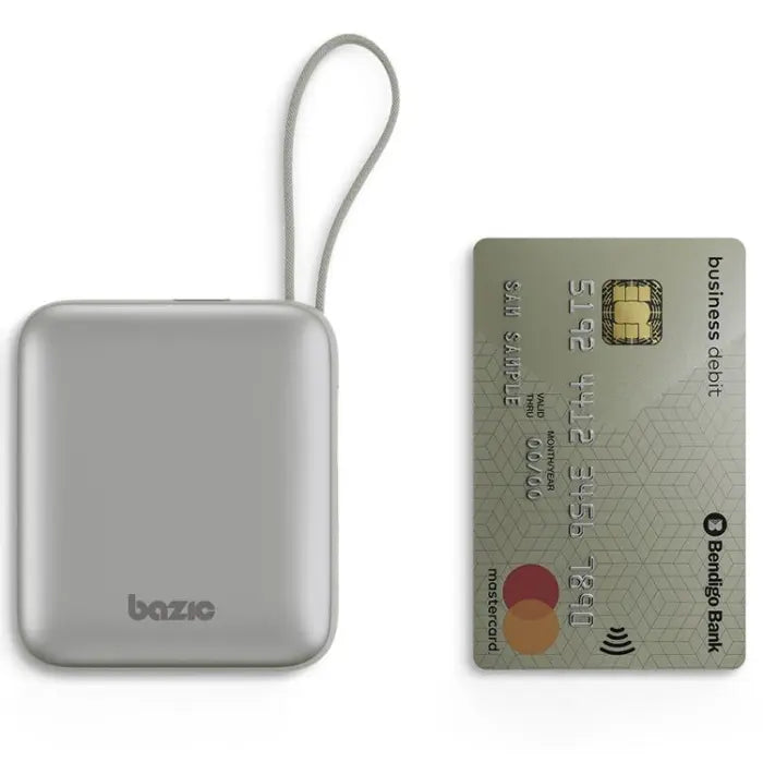 Bazic Fusion 3in1 PowerBank 10000mAh USB-C/Lightning -  Vanilla بطارية متنقلة - بيزك - قوة 10000 - سلك شاحن أيفون + تايب سي - 1 منفذ تايب سي - شاشة رقمية - كفالة 24 شهر