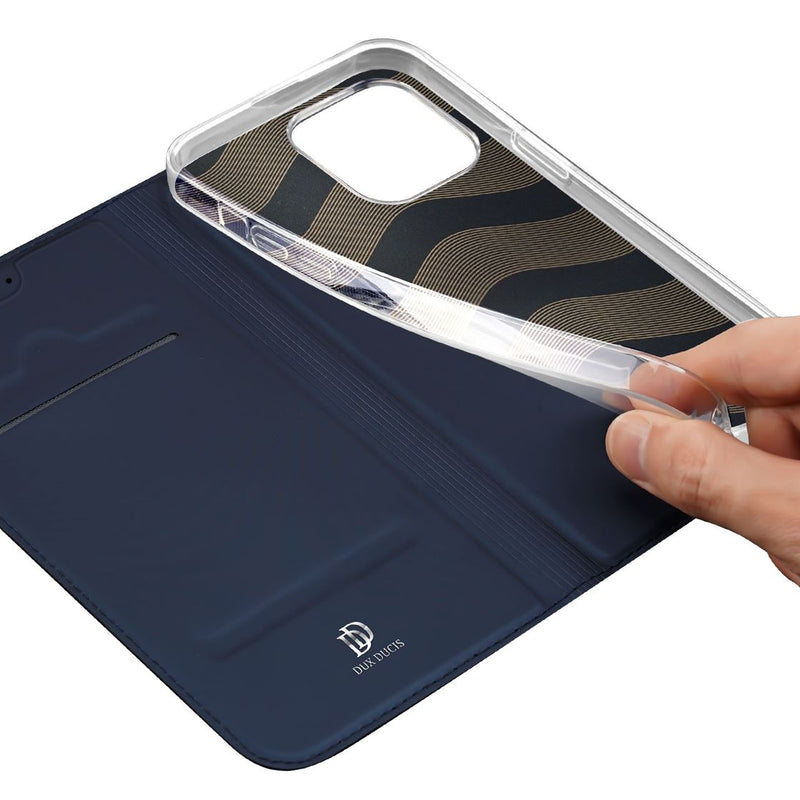 DUX DUCIS Skin Pro Folio Case - Blue - كفر جلد مع محفظة - حماية عالية - ستاند بالعرض