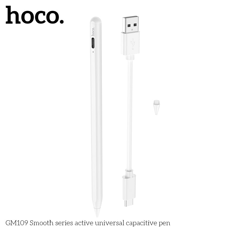 Hoco Active Universal Capacitive Apple Pencil - White - قلم الكتروني - هوكو - لجميع انواع الاجهزة - كفالة 12 شهر