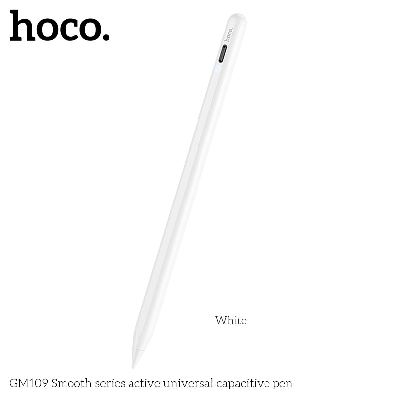 Hoco Active Universal Capacitive Apple Pencil - White - قلم الكتروني - هوكو - لجميع انواع الاجهزة - كفالة 12 شهر