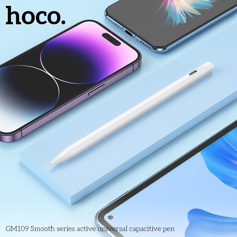 Hoco Active Universal Capacitive Apple Pencil - White - قلم الكتروني - هوكو - لجميع انواع الاجهزة - كفالة 12 شهر