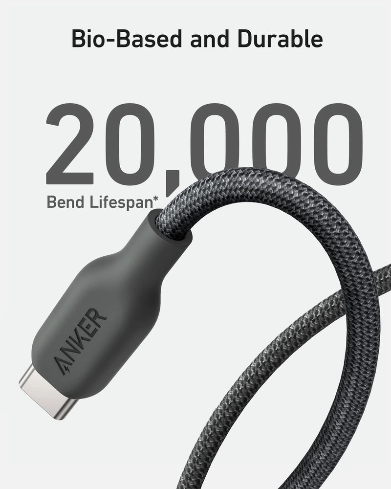 Anker 544 USB-C to USB-C 100W (Bio-Nylon) (1.8m/6ft) - Black [D] - سلك شحن - انكر - تايب سي الى تايب سي - كفالة 18 شهر