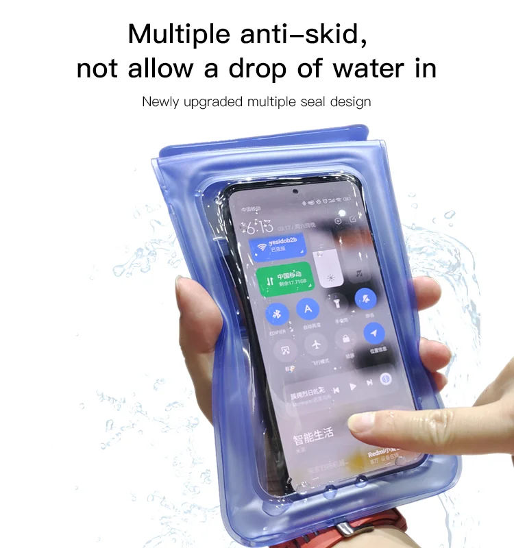 Yesido Universal WaterProof Case for - Blue - كفر ضد الماء - مناسب لجميع انواع واحجام الاجهزة - مع مسكة خلفية