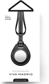 Viva Madrid Airtrax Leather Bag Charm Case for AirTag - Black - فيفا مدريد - ميدالية قطعة التتبع - ابل ايرتاغ