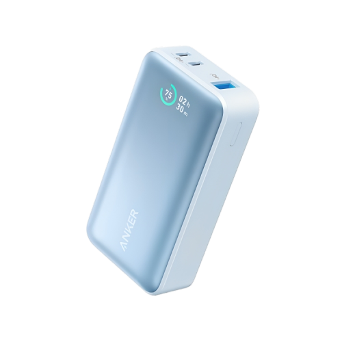 Anker 533 Power Bank (PowerCore 30W) 10000 PD - Blue [D] - بطارية متنقلة - انكر - قوة 10000 - 30 واط - شاشة رقمية - خاصية الشحن السريع - كفالة 18 شهر