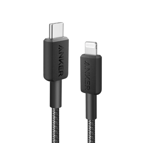 Anker 322 USB-C to Lightning Cable Braided 0.9m - Black - سلك شحن - انكر - ايفون تايب سي - كفالة 18 شهر