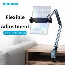 Momax Multi-Stand Full Motion Desk Mount for Tablet/iPad - Space Gray - ستاند مكتبي - موماكس - امكانية تغيير الارتفاعات والاتجاهات
