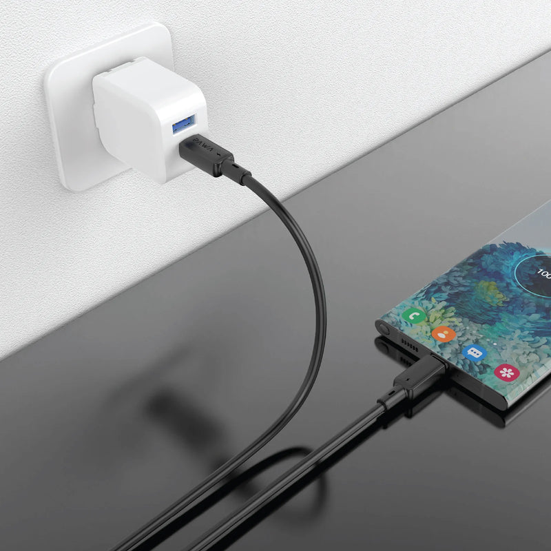 Pawa 3A USB-C TO USB-C Quick Charging PVC Cable PW122 - Black -  سلك شحن - باوا - تايب سي الي  تايب سي - طول 1.2 متر - قوة 60 واط - كفالة 12 شهر