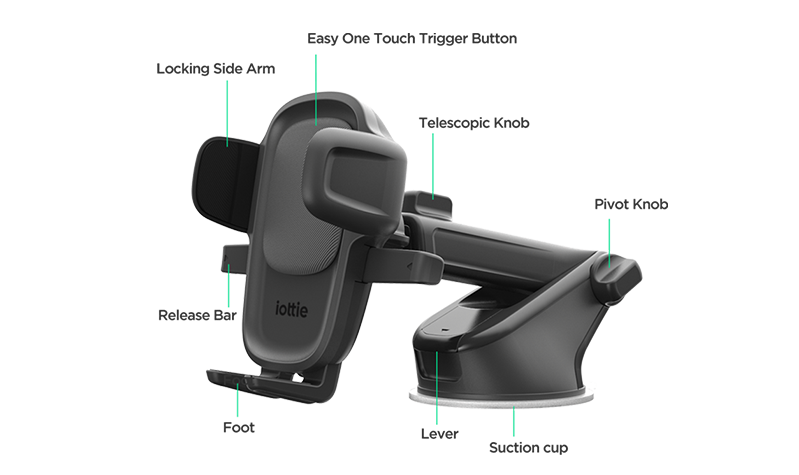 iOttie Easy One Touch 5 Smartphone Car Dash and Windshield Mount [C] - ستاند سيارة  - مناسب لجميع انواع الاجهزة - سهولة ادخال واخراج الهاتف