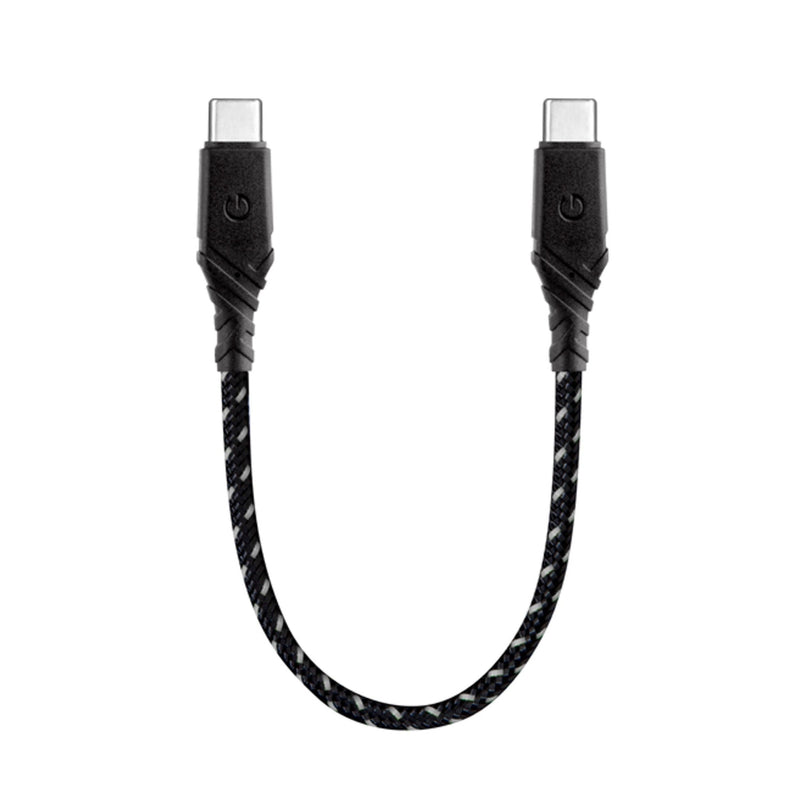 Energea Nyloflex USB-C to USB-C 30CM Cable - Black - سلك شحن - انيرجيا - تايب سي الي تايب سي - طول 30 سم - كفالة 5 سنين