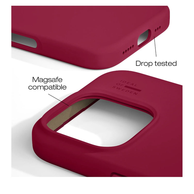 iDeal Of Sweden MagSafe Silicone Case for iPhone 16 Pro /Pro Max - Cranberry [C] - كفر حماية عالية - ماغ سيف