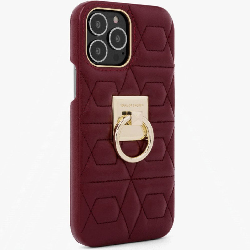 iDeal of Sweden Statement iPhone 13 - Quilted Ruby [C] - كفر حماية عالية - ماغ سيف + مسكة واستاند